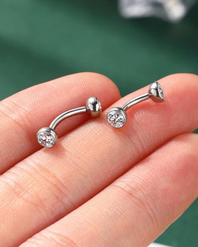 COCHARM Cute Titanium Rook Earrings 16g Silver Surgical Steel Rook Piercing Jewelry 6mm 8mm Eyebrow Rings Eyebrow Barbell Threaded Dainty Rook Bar Nickel Free - Image 3